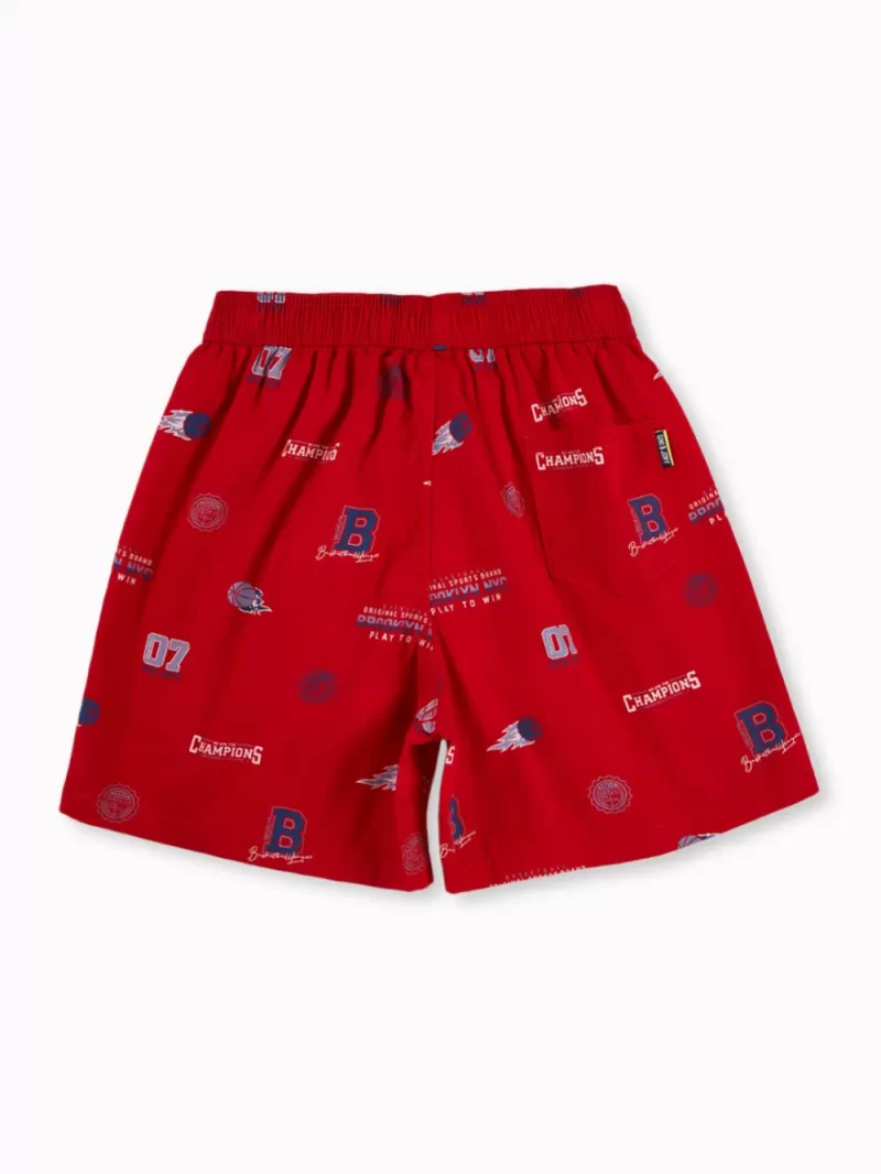 Gini And Jony Boys Red Conversational Print Cotton Boxer Shorts Elasticated