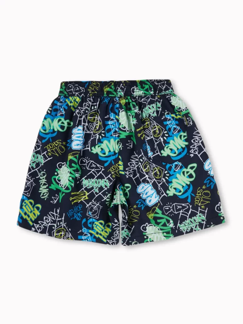 Gini And Jony Boys Blue Graffiti Print Cotton Boxer Shorts Elasticated