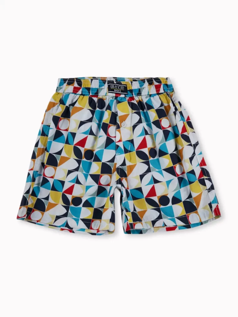 Gini And Jony Boys Blue Geometric Print Cotton Boxer Shorts Elasticated