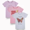 Gini And Jony Girls Multi Color Graphic Print Cotton Knits Top Pack Of 3 Half Sleeves 9-10 Years