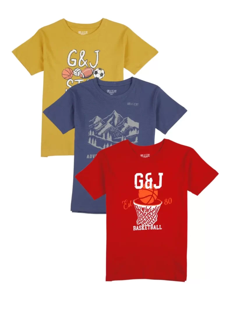 Gini And Jony Boys Multicolor Graphic Print Cotton T-Shirt Pack Of-3 Half Sleeves