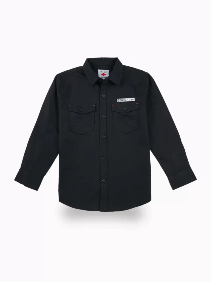Gini And Jony Boys Black Solid Cotton Shirt Full Sleeves