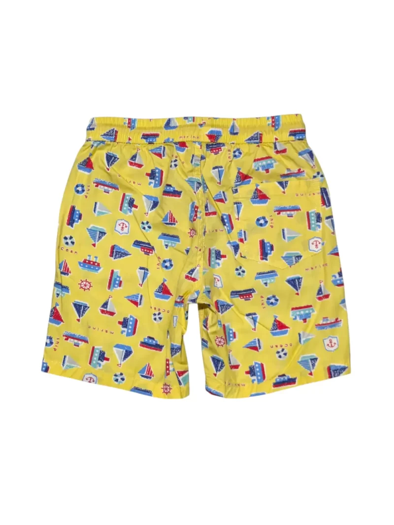 Gini And Jony Boys Yellow Conversational Print Cotton Bermuda Elasticated