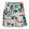 Gini And Jony Boys White Tropical Print Cotton Bermuda Elasticated