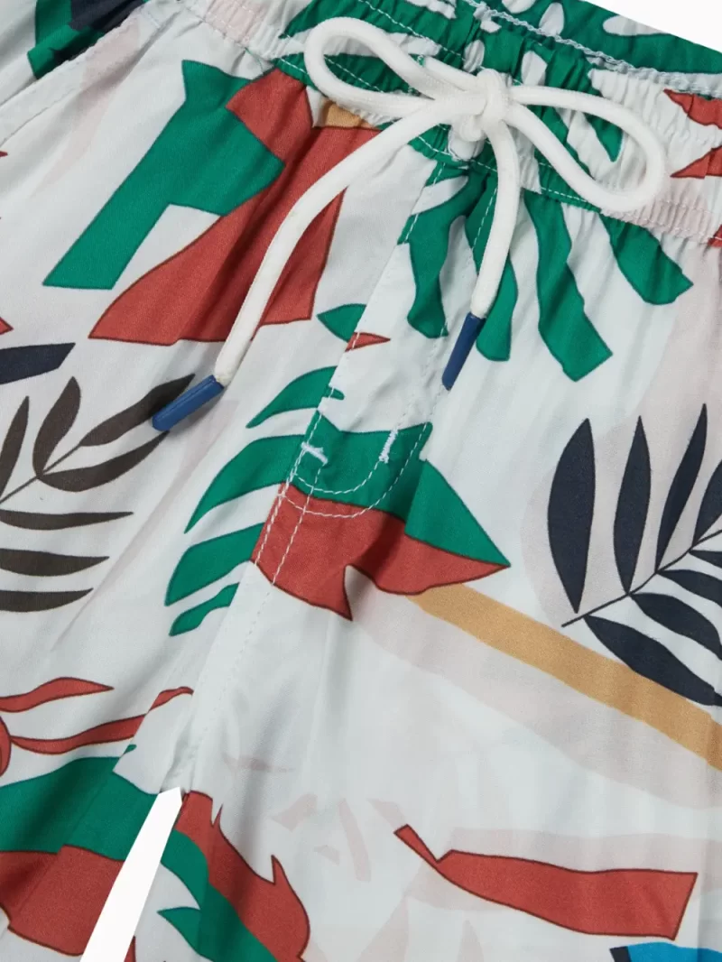 Gini And Jony Boys White Tropical Print Cotton Bermuda Elasticated