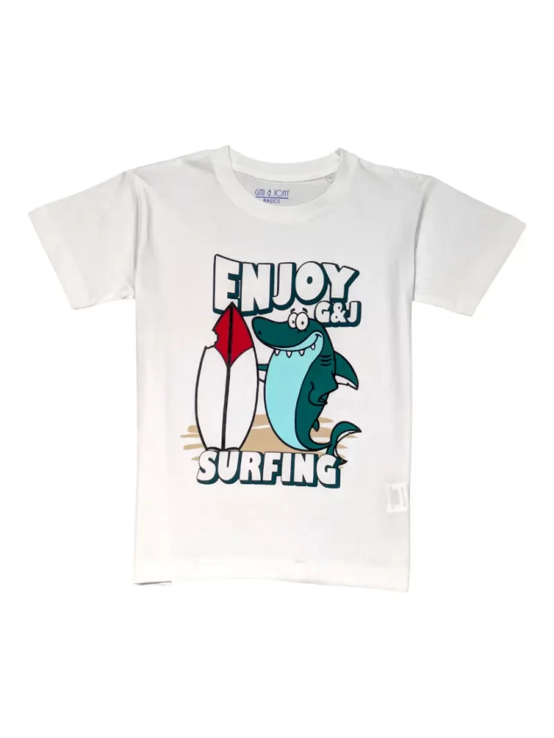 Gini And Jony Boys White Graphic Print Cotton T-Shirt Half Sleeves