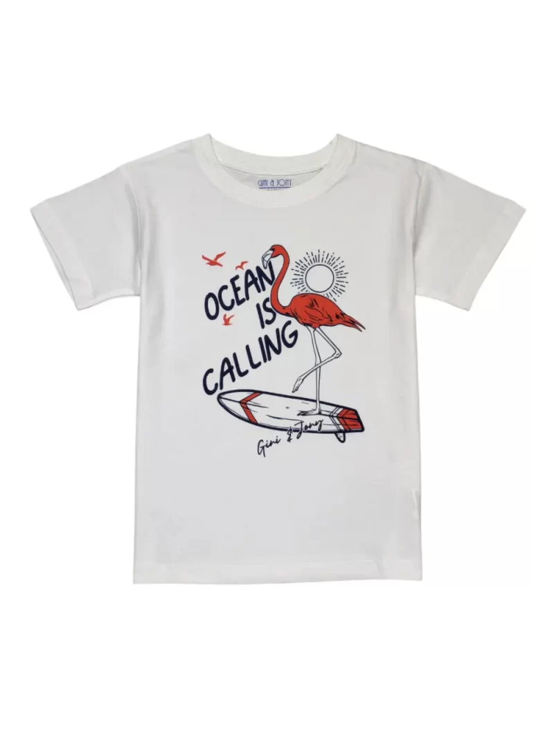 Gini And Jony Boys White Graphic Print Cotton T-Shirt Half Sleeves