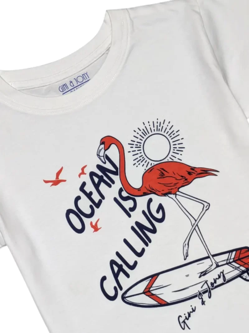 Gini And Jony Boys White Graphic Print Cotton T-Shirt Half Sleeves