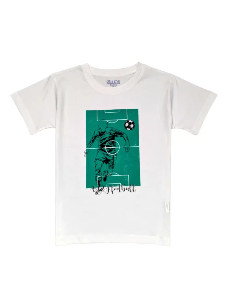 Gini And Jony Boys White Graphic Print Cotton T-Shirt Half Sleeves