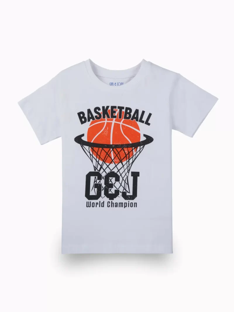 Gini And Jony Boys White Graphic Print Cotton T-Shirt Half Sleeves