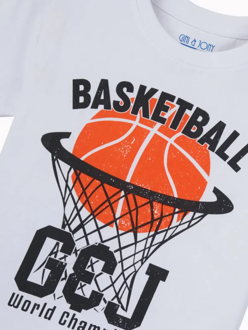 Gini And Jony Boys White Graphic Print Cotton T-Shirt Half Sleeves