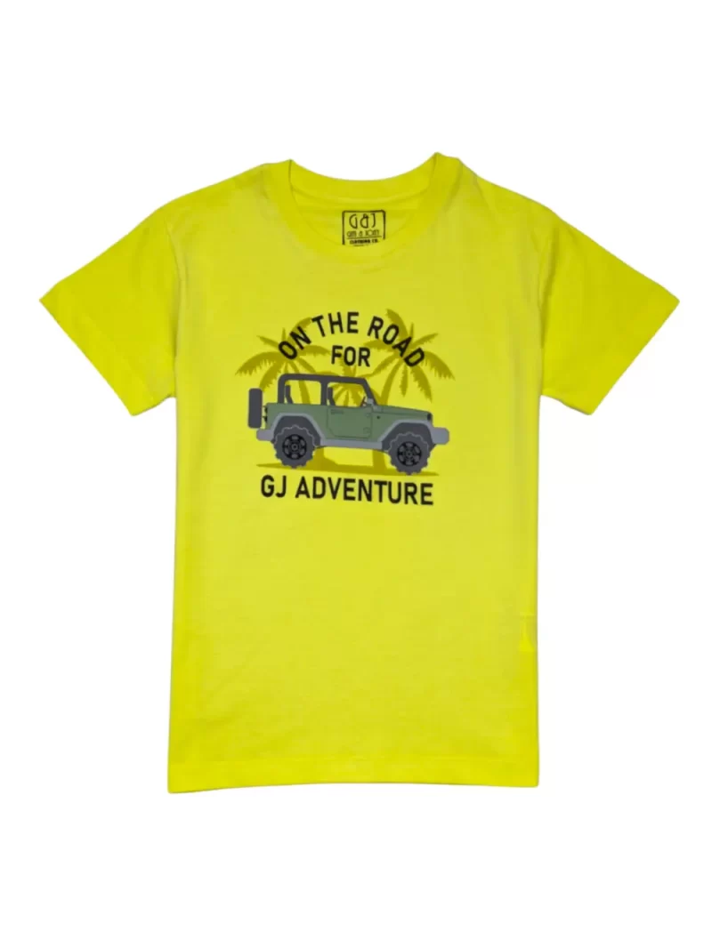 Gini And Jony Boys Yellow Graphic Print Cotton T-Shirt Half Sleeves