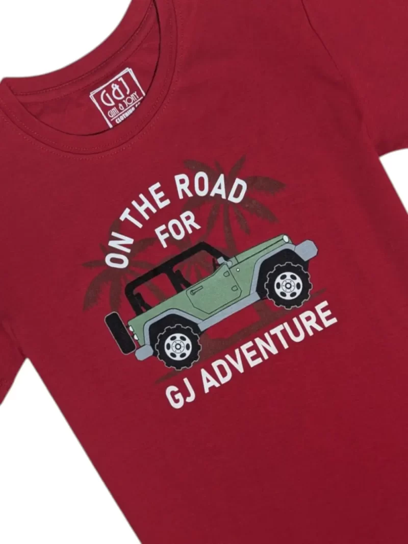 Gini And Jony Boys Red Graphic Print Cotton T-Shirt Half Sleeves