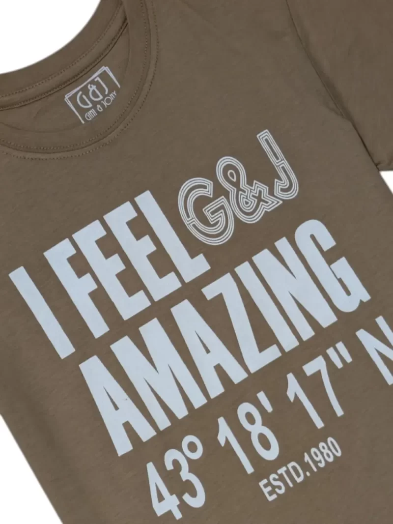 Gini And Jony Boys Brown Typographic Print Cotton T-Shirt Half Sleeves