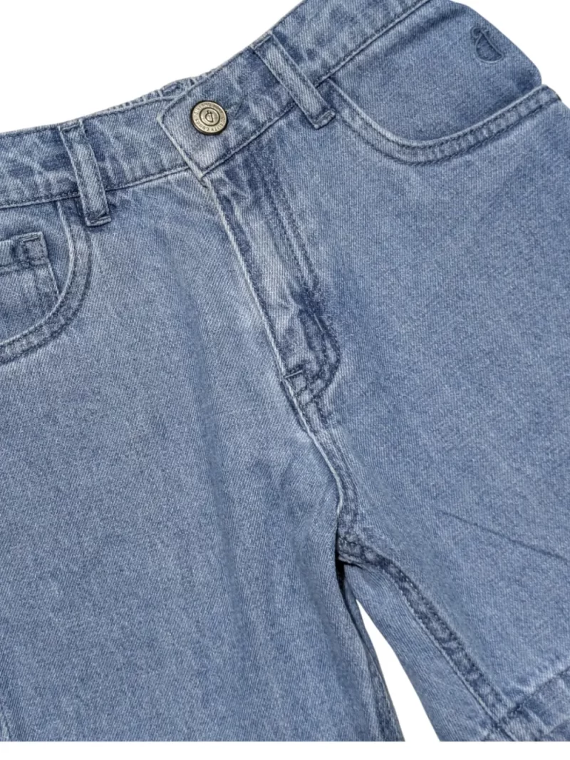 Gini And Jony Boys Blue Washed Denim Bermuda Fixed Waist