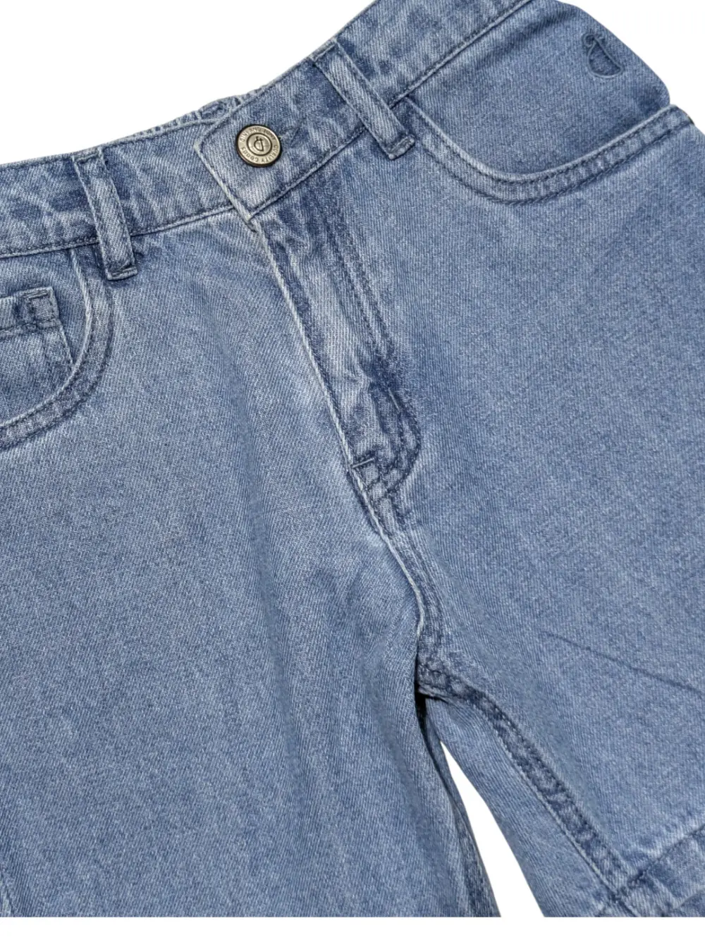 Gini And Jony Boys Blue Washed Denim Bermuda Fixed Waist