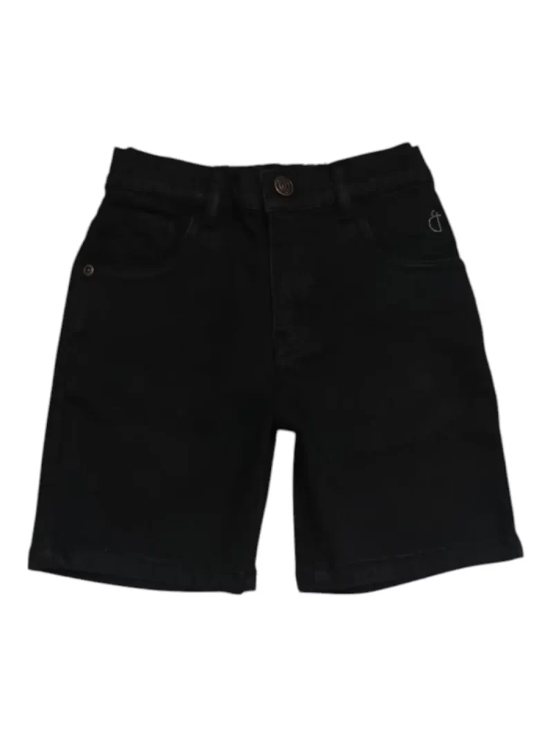 Gini And Jony Boys Black Solid Denim Bermuda Fixed Waist