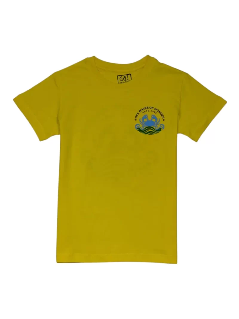 Gini And Jony Boys Yellow Graphic Print Cotton T-Shirt Half Sleeves