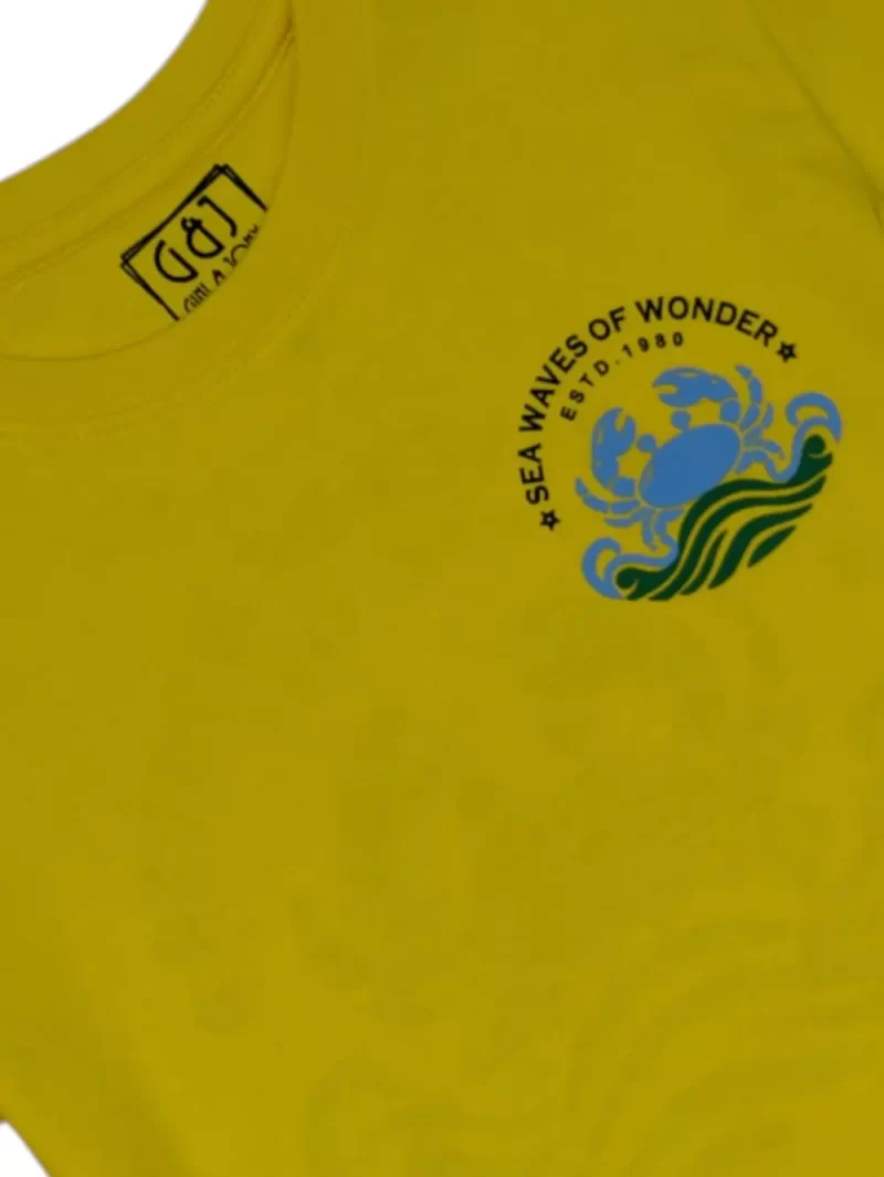 Gini And Jony Boys Yellow Graphic Print Cotton T-Shirt Half Sleeves