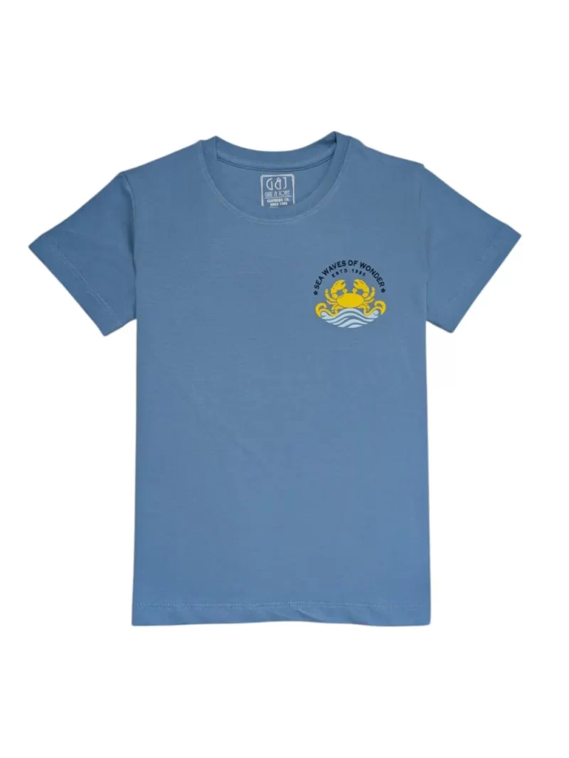 Gini And Jony Boys Blue Graphic Print Cotton T-Shirt Half Sleeves