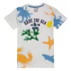 Gini And Jony Boys White Abstract Print Cotton T-Shirt Half Sleeves