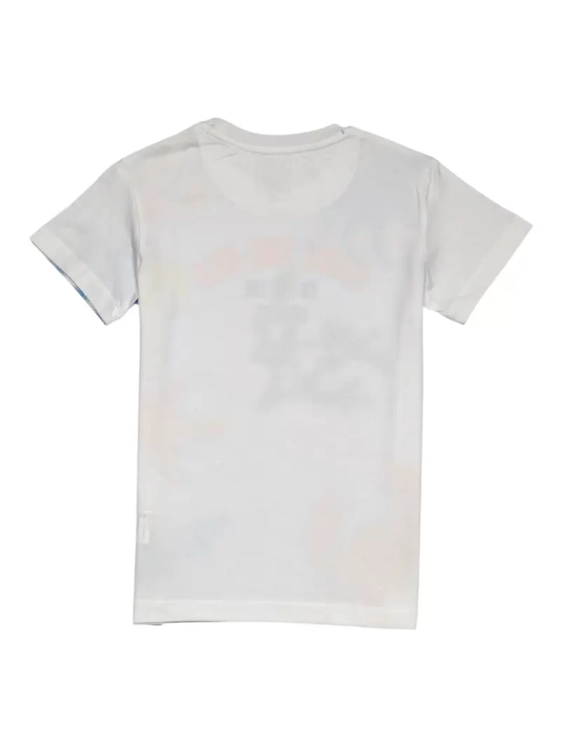 Gini And Jony Boys White Abstract Print Cotton T-Shirt Half Sleeves