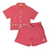 Gini And Jony Girls Peach Embroidery Cotton Cordinate Half Sleeves 9-10 Years
