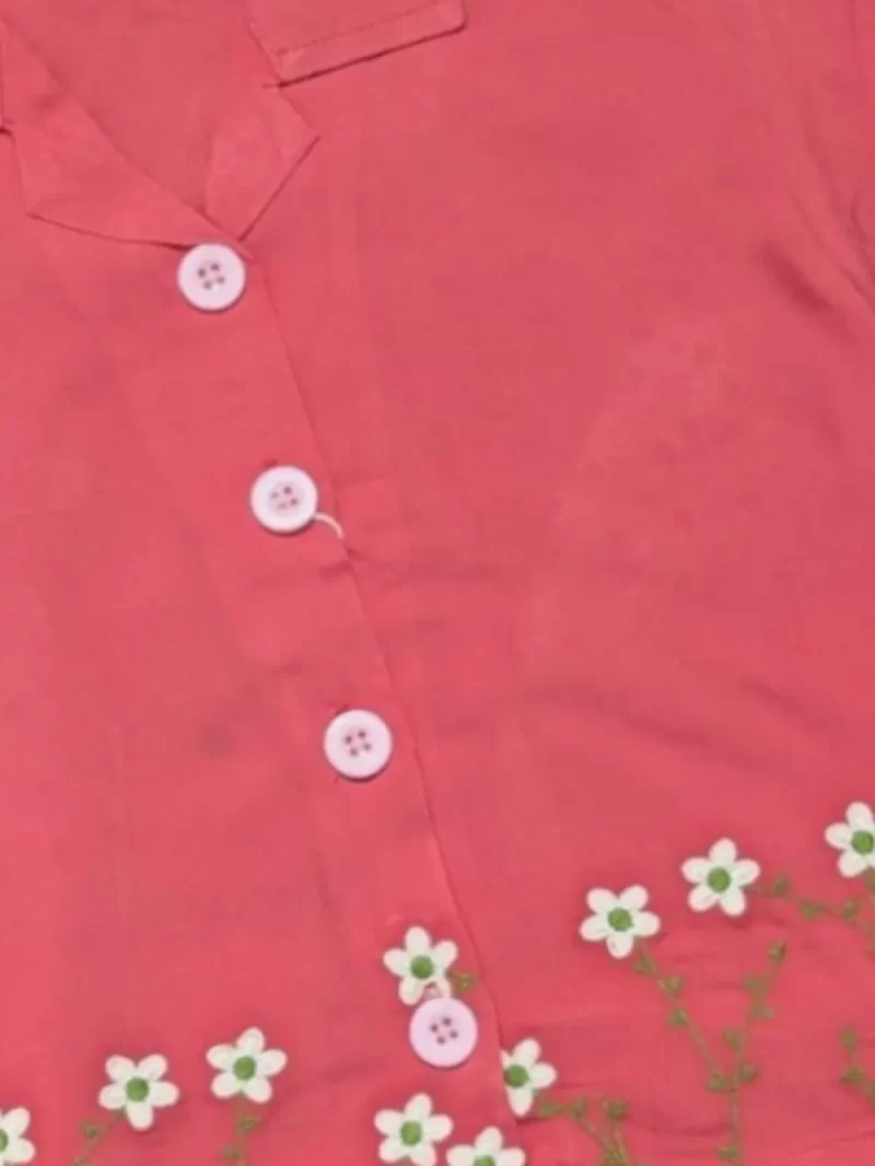 Gini And Jony Girls Peach Embroidery Cotton Cordinate Half Sleeves 9-10 Years