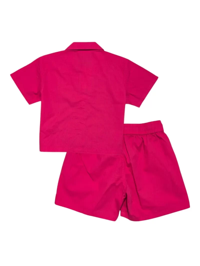 Gini And Jony Girls Dark Pink Embroidery Cotton Cordinate Half Sleeves 9-10 Years