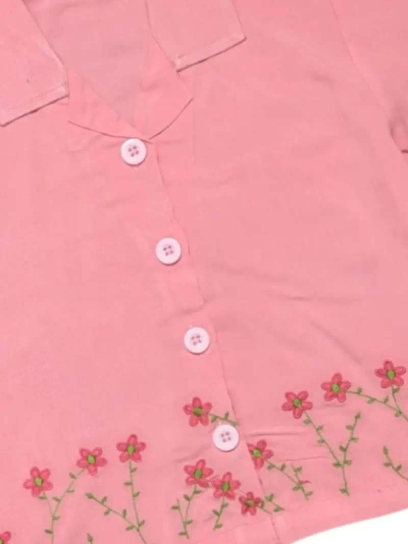 Gini And Jony Girls Pink Embroidery Cotton Cordinate Half Sleeves 9-10 Years