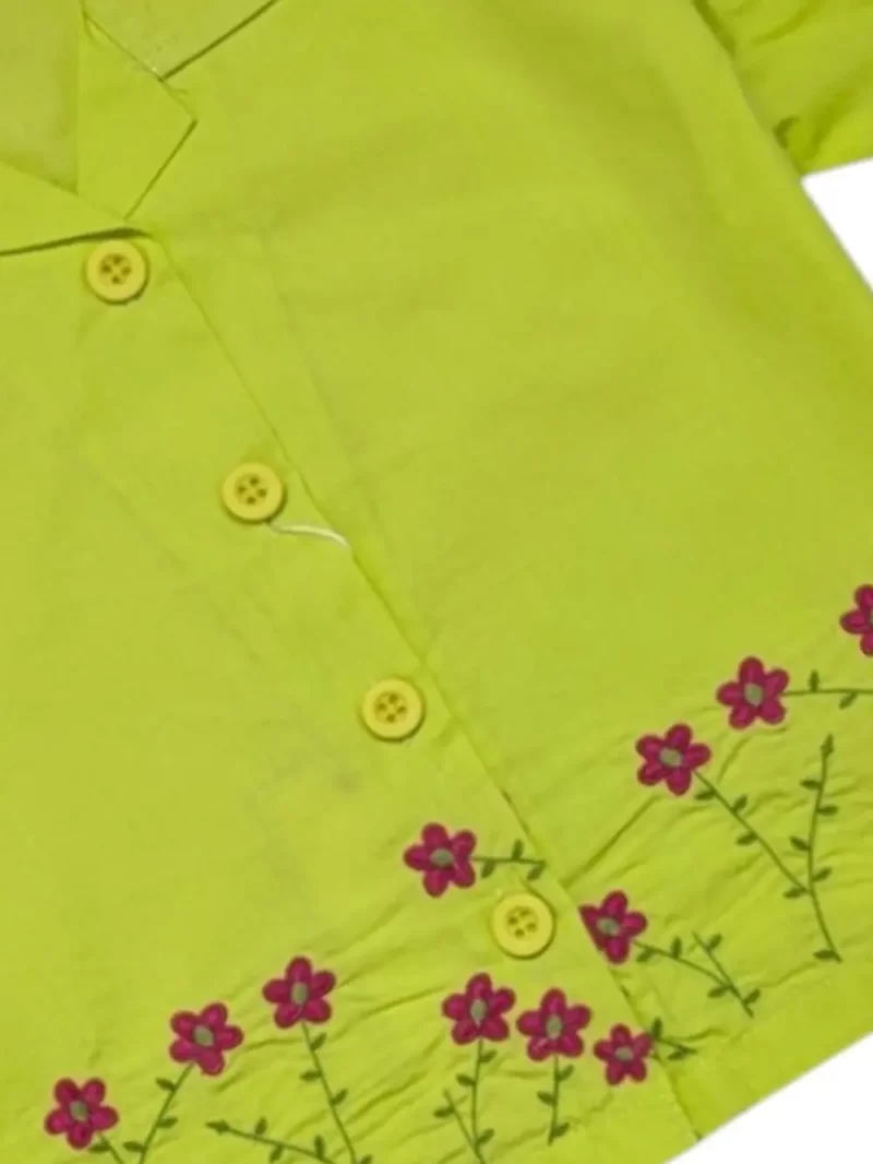 Gini And Jony Girls Green Embroidery Cotton Cordinate Half Sleeves 9-10 Years