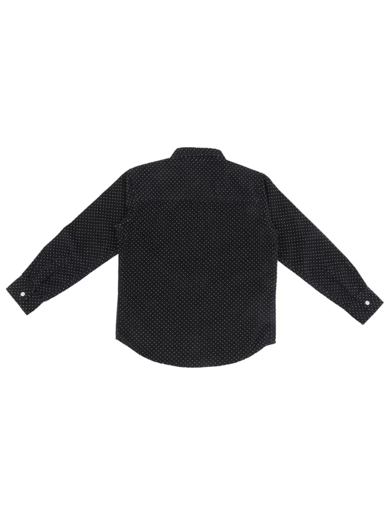Palm Tree Boys Black Polka Dots Cotton Shirt Full Sleeves