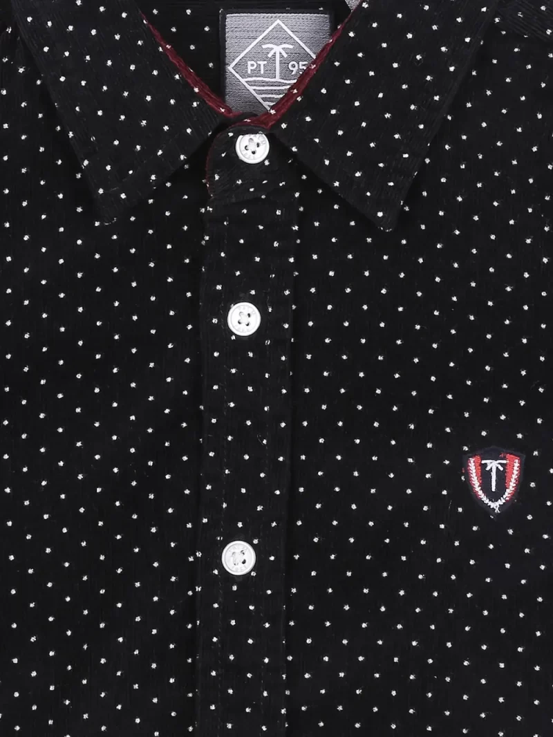 Palm Tree Boys Black Polka Dots Cotton Shirt Full Sleeves