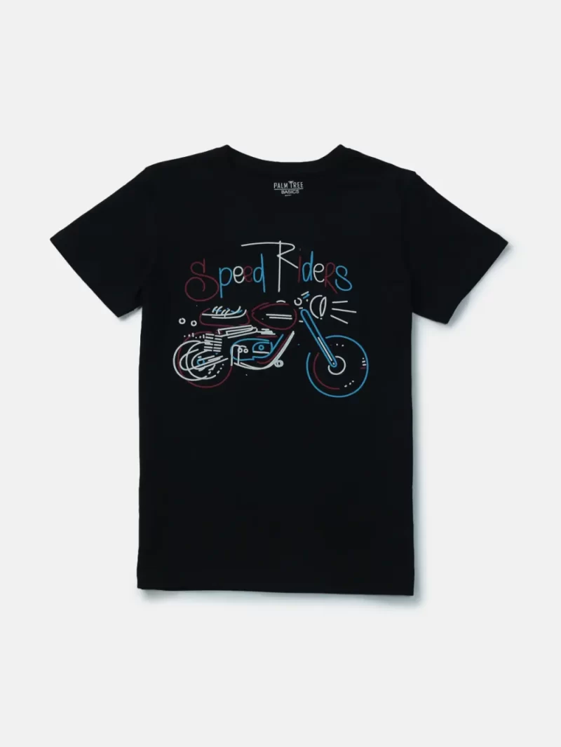Palm Tree Boys Black Graphic Print Cotton Cordinate Elasticated