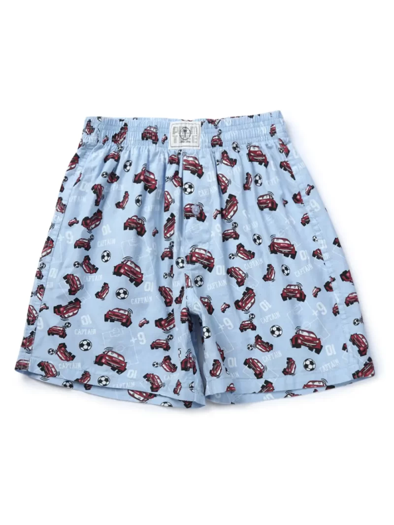 Palm Tree Boys Blue Conversational Print Cotton Shorts Elasticated