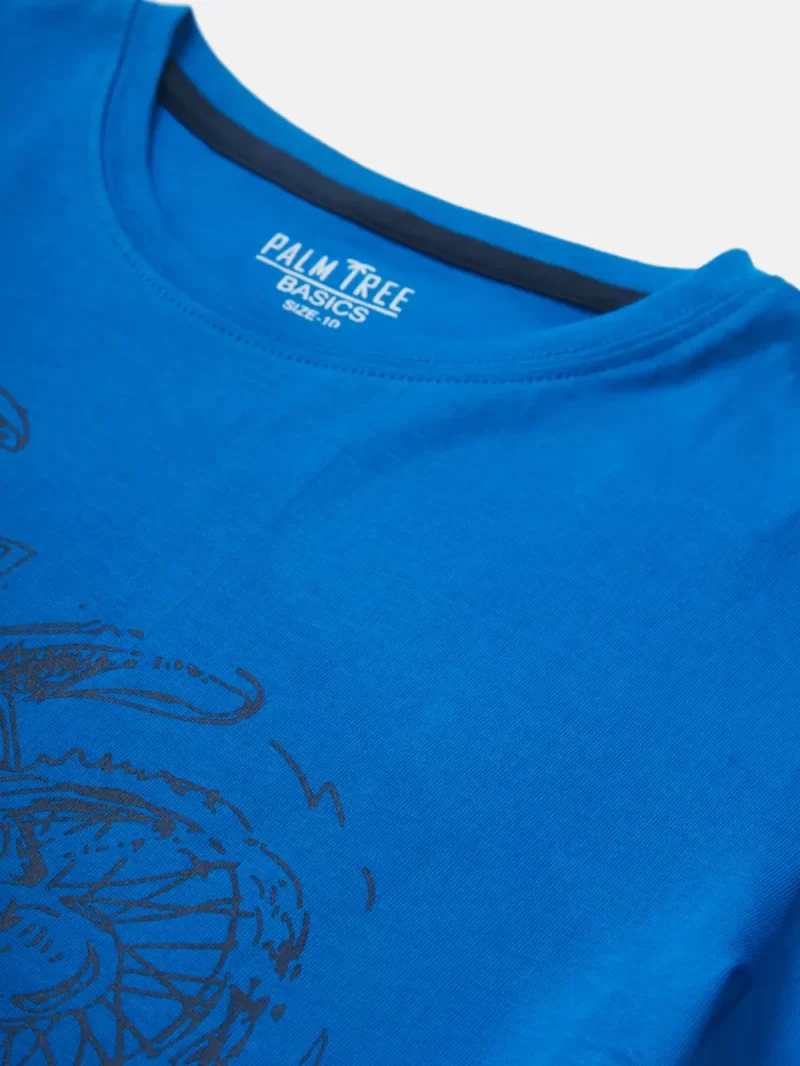 Gini & Jony Boys’ Blue T-Shirt Knitshand-Wash Regular Fit