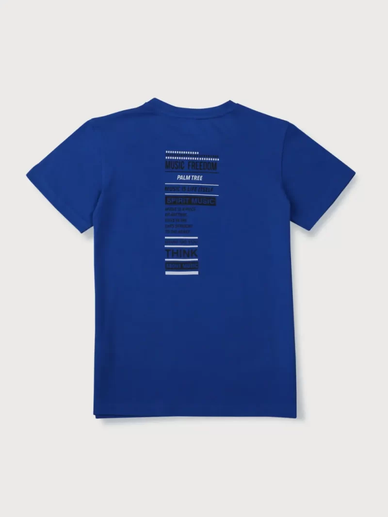 Gini & Jony Boys’ Blue T-Shirt Knitshand-Wash Regular Fit