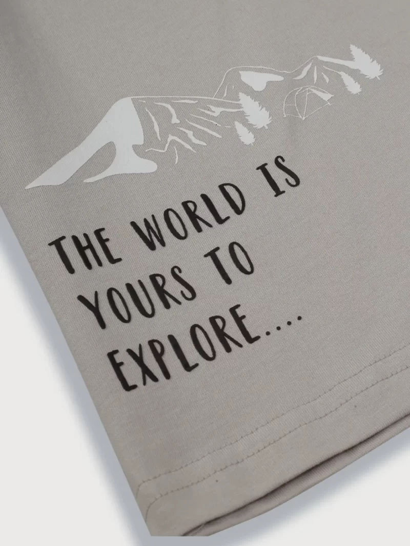 Palm Tree Boys Grey Printed Knits T-Shirt Full Sleeves