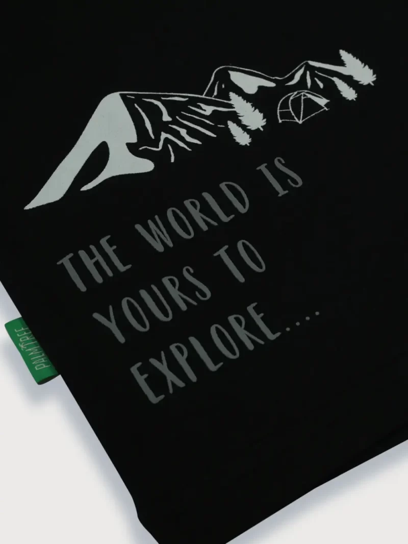 Palm Tree Boys Black Typographic Print Cotton T-Shirt Full Sleeves