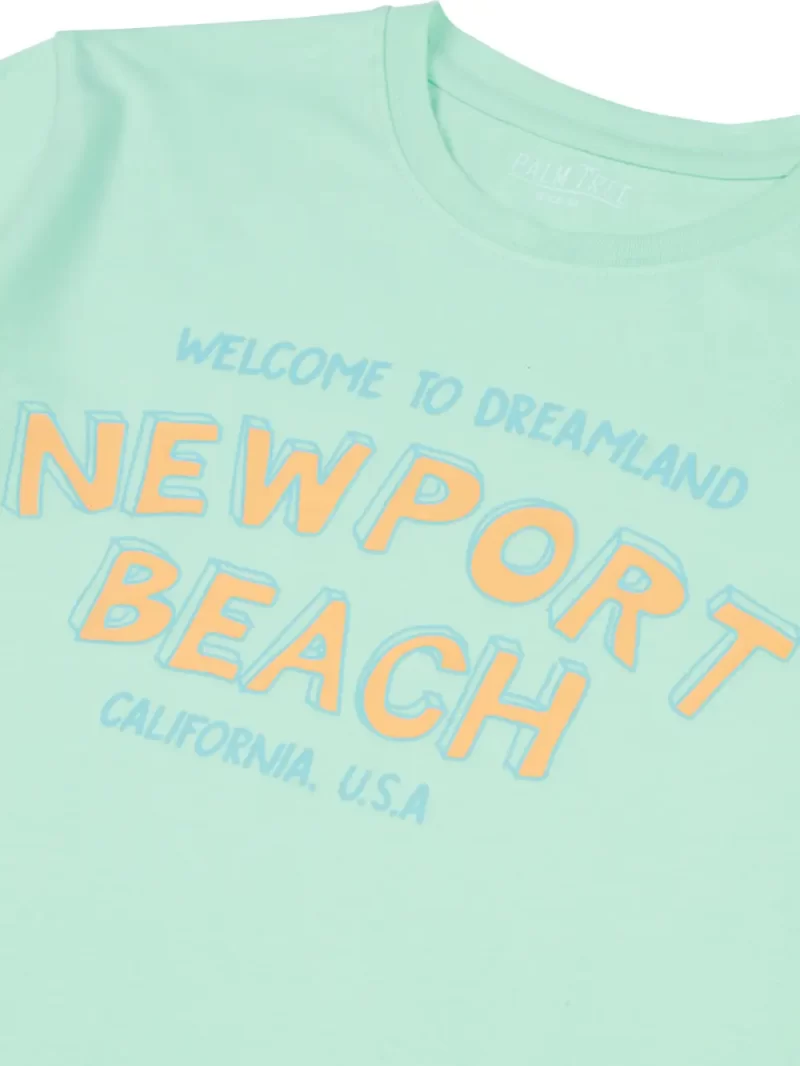 Palm Tree Boys Green Solid Cotton Half Sleeves T-Shirt