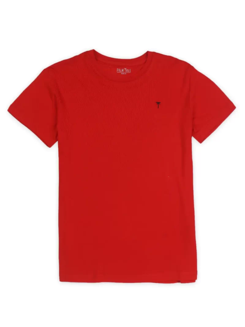 Palm Tree Boys Red Logo Cotton T-Shirt Half Sleeves