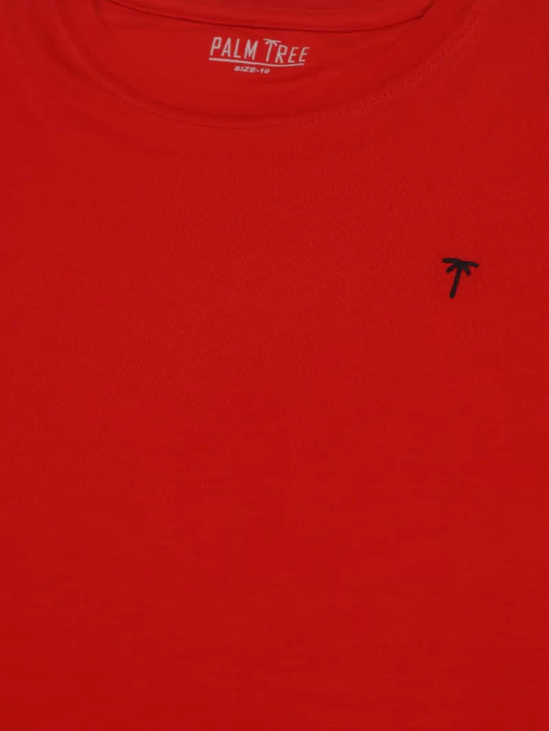 Palm Tree Boys Red Logo Cotton T-Shirt Half Sleeves