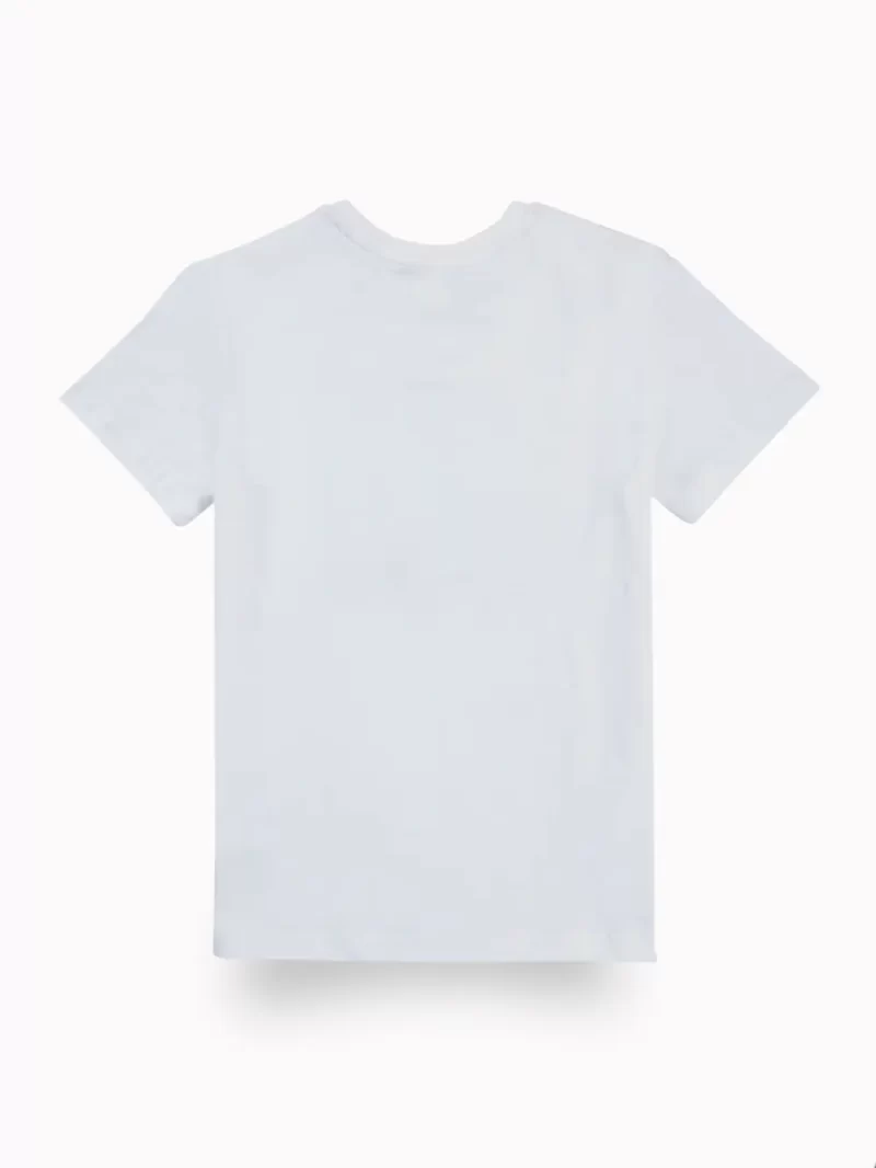 Palm Tree Boys White Typographic Print Cotton T-Shirt Half Sleeves