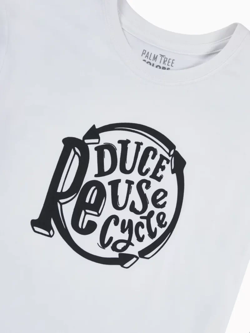 Palm Tree Boys White Typographic Print Cotton T-Shirt Half Sleeves