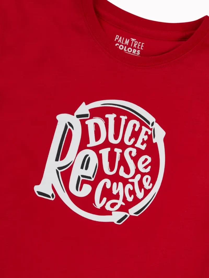 Palm Tree Boys Red Typographic Print Cotton T-Shirt Half Sleeves