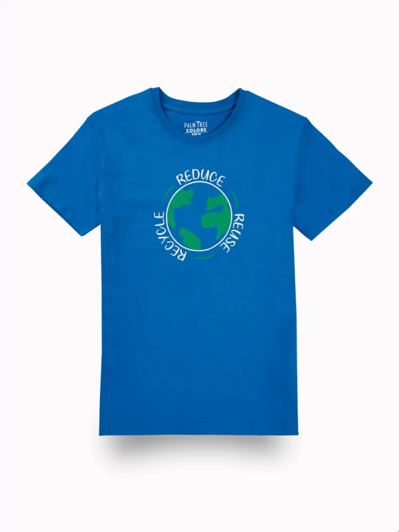 Palm Tree Boys Blue Graphic Print Cotton T-Shirt Half Sleeves