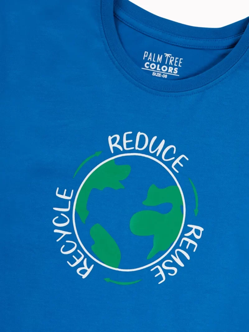 Palm Tree Boys Blue Graphic Print Cotton T-Shirt Half Sleeves