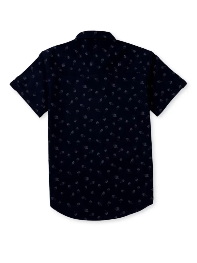 Palm Tree Boys Blue All Over Print Cotton Shirt Half Sleeves