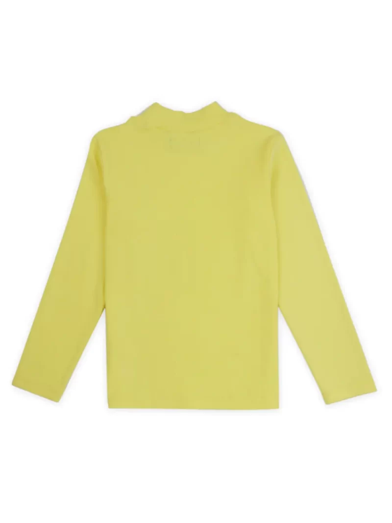 Palm Tree Girls Yellow Solid Cotton Skivvy Full Sleeves 9-10 Years
