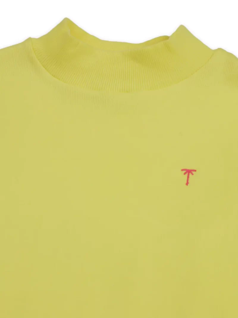 Palm Tree Girls Yellow Solid Cotton Skivvy Full Sleeves 9-10 Years